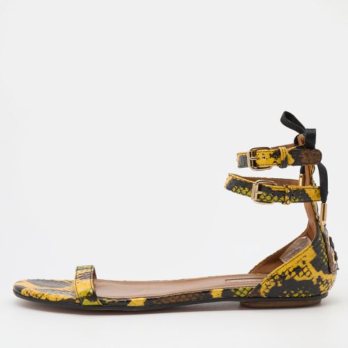 Python Ankle Strap Flat Sandals Size 38 - Aquazzura - Modalova