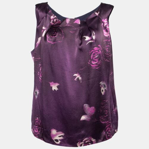 Floral Print Silk Sleeveless Top L - Armani Collezioni - Modalova