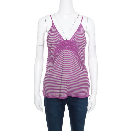 Striped Knit Noodle Strap Top L - Armani Collezioni - Modalova