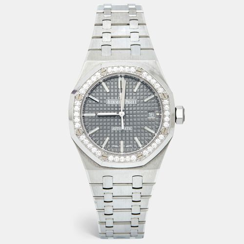 Grey Ruthenium “Grande Tapisserie” Stainless Steel Diamond Royal Oak 5451ST.ZZ.1256ST.02 Unisex Wristwatch 37 mm - Audemars Piguet - Modalova