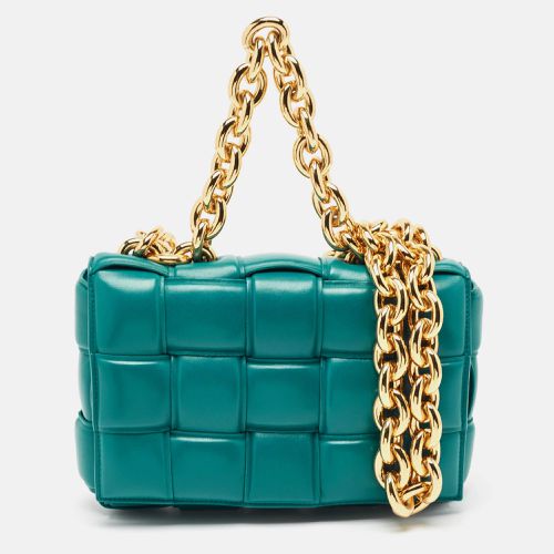 Teal Leather Padded Chain Cassette Top Handle Bag - Bottega Veneta - Modalova