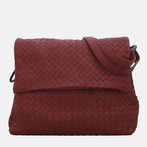 Maroon Leather Intrecciato Pebble Leather Shoulder Bag - Bottega Veneta - Modalova