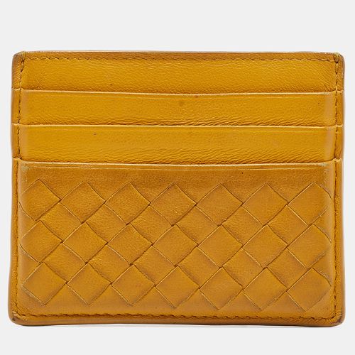 Mustard Intrecciato Leather Card Holder - Bottega Veneta - Modalova