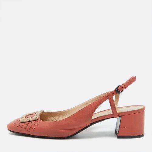 Coral Leather Block Heel Slingback Pumps Size 39 - Bottega Veneta - Modalova