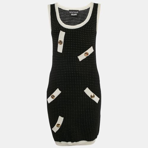 White Polka Dots Wool Blend Knit Mini Dress S - Boutique Moschino - Modalova