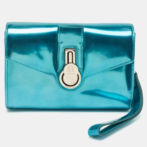 Metallic Patent Leather Flap Wristlet Clutch - Baldinini - Modalova