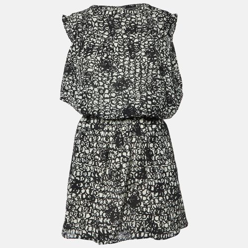 White Abstract Print Silk Mini Dress S - Balenciaga - Modalova