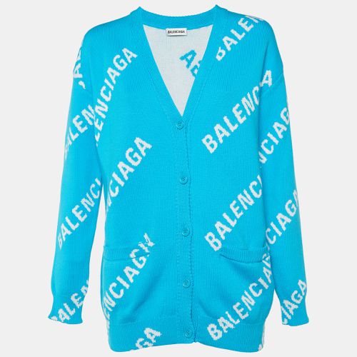 All Over Logo Intarsia Knit Cardigan S - Balenciaga - Modalova