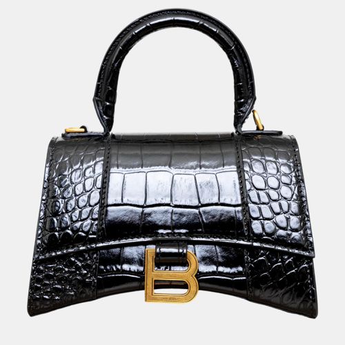 Croc Embossed Leather XS Hourglass Top Handle Bags - Balenciaga - Modalova