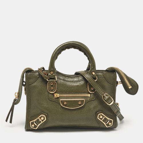 Olive Leather Nano City Metallic Edge Tote - Balenciaga - Modalova