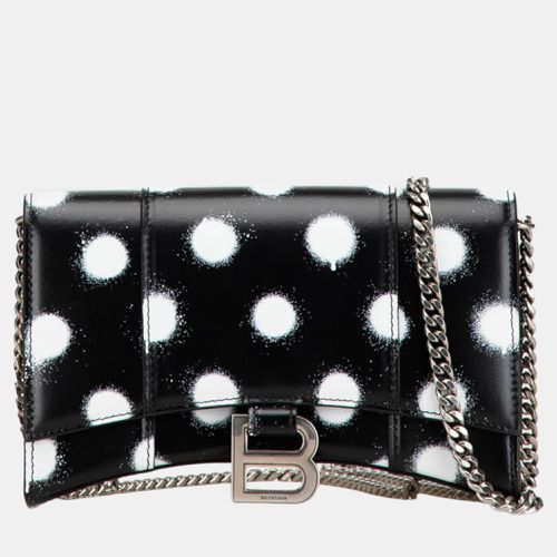 Shiny Box Calfskin Polka Dot Hourglass Wallet On Chain - Balenciaga - Modalova