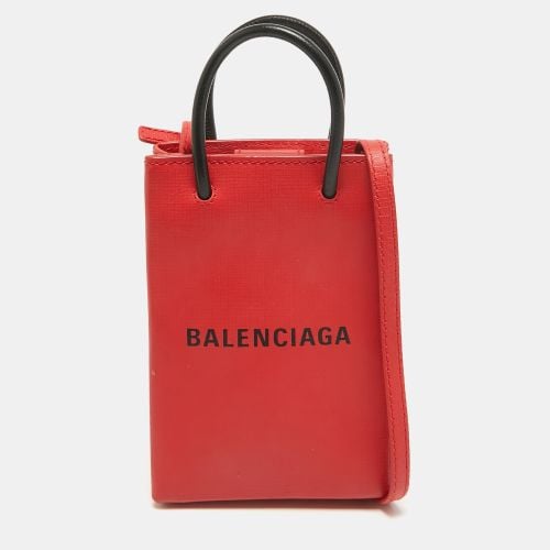 Black Logo Shopping Phone Holder Crossbody Bag - Balenciaga - Modalova