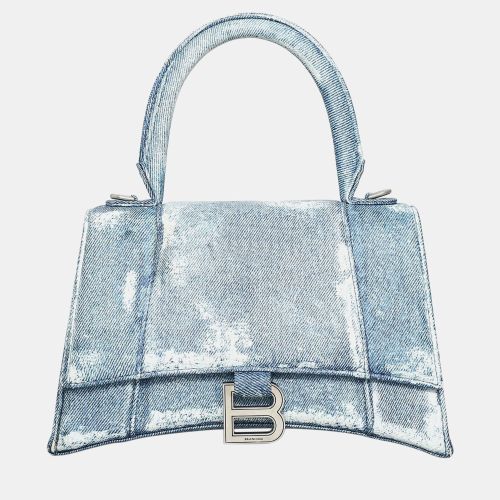 Printed Denim Hourglass Small Bag - Balenciaga - Modalova