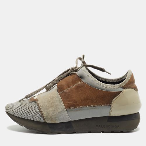 Brown Leather and Mesh Race Runner Sneakers Size 37 - Balenciaga - Modalova