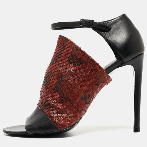 Black Python Embossed and Leather Ankle Strap Sandals Size 38.5 - Balenciaga - Modalova