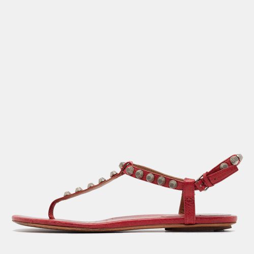 Dark Leather Studded Thong Flat Sandals Size 40 - Balenciaga - Modalova