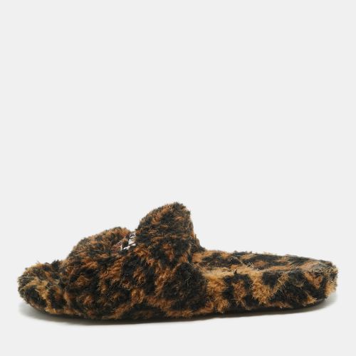 Black Fur Leopard Print Flat Slides Size 39 - Balenciaga - Modalova