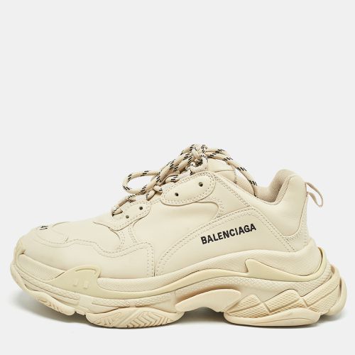 Cream Faux Leather Triple S Sneakers Size 41 - Balenciaga - Modalova