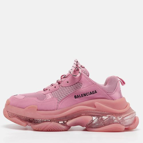 Mesh and Nubuck Leather Triple S Clear Sole Lace Up Sneakers Size 39 - Balenciaga - Modalova