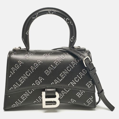 Leather XS Diagonal Logo Crystal Hourglass Top Handle Bag - Balenciaga - Modalova