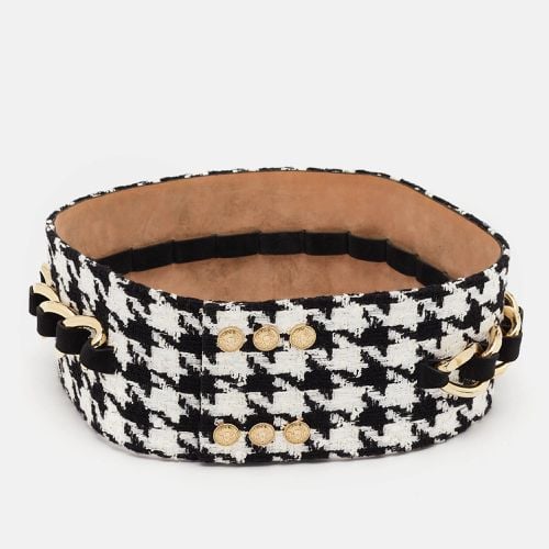 White Tweed Chainlink Wide Waist Belt - Balmain - Modalova