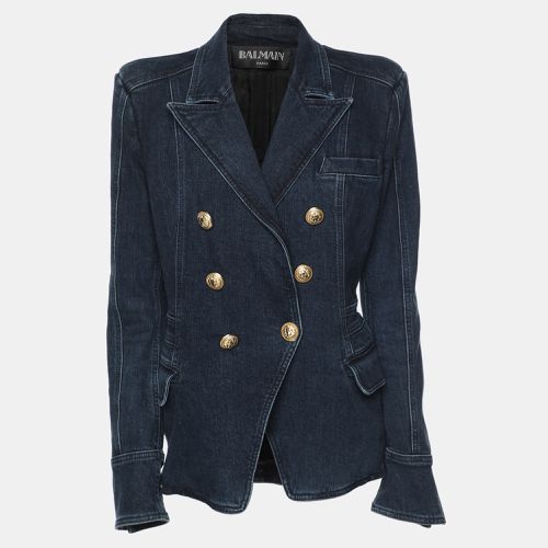 Denim Double Breasted Blazer L - Balmain - Modalova