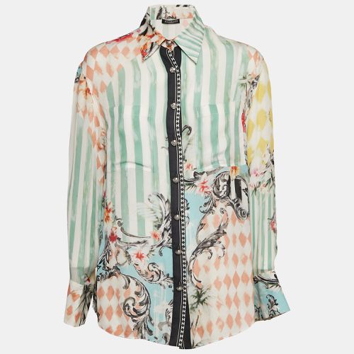 Stripe and Floral Print Chiffon Shirt L - Balmain - Modalova