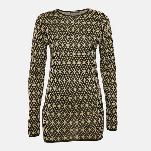 Gold Patterned Lurex Knit Jumper M - Balmain - Modalova