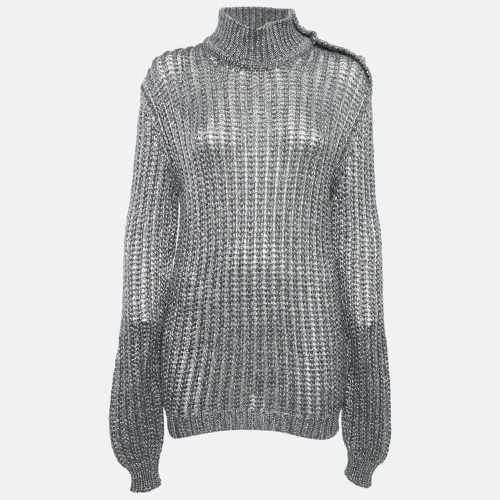 Grey Lurex Knit High Neck Jumper L - Balmain - Modalova