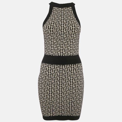 Black/Beige Monogram Knit Mini Dress S - Balmain - Modalova