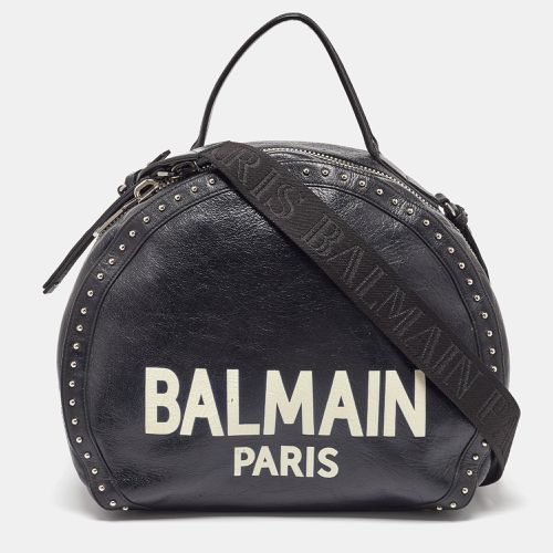 Leather Studded Logo Drum Top Handle Bag - Balmain - Modalova