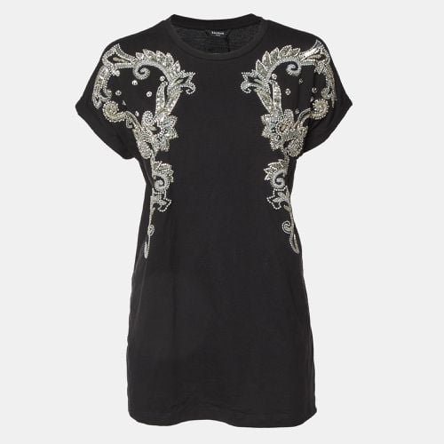 Embellished Cotton Knit Top S - Balmain - Modalova