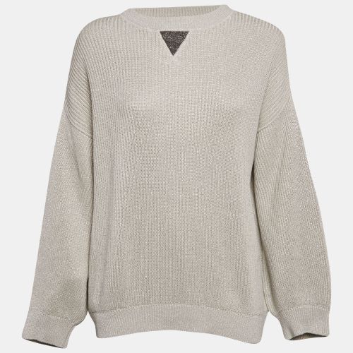 Lurex Rib Knit Monili Detail Sweater L - Brunello Cucinelli - Modalova