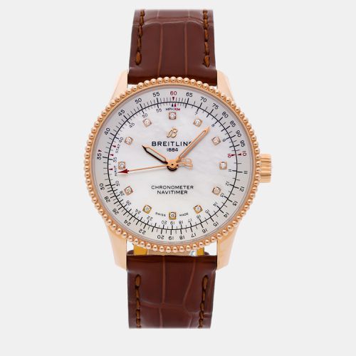 Shell 18k Rose Gold Navitimer Automatic Women's Wristwatch 35 mm - Breitling - Modalova