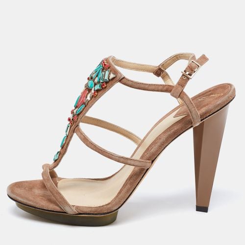 Suede Donasa Crystal T Strap Sandals Size 38 - Brian Atwood - Modalova