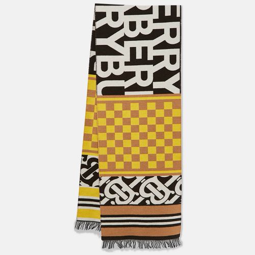 Text Checkboard Cashmere Blend Football Scarf - Burberry - Modalova