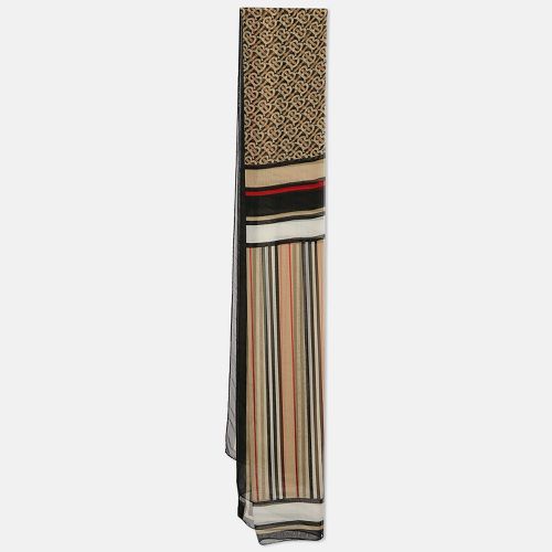 Archive Triple Checks Stripe Montage Print Silk Scarf - Burberry - Modalova