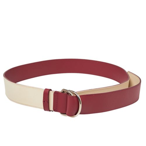 Wine /Ivory Leather Double D Ring Reversible Belt S - Burberry - Modalova