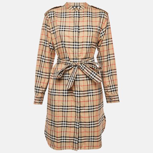 Plaid Cotton Belted Shirt Dress M - Burberry - Modalova