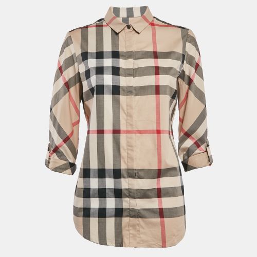 House Check Stretch Cotton Button Front Shirt M - Burberry - Modalova