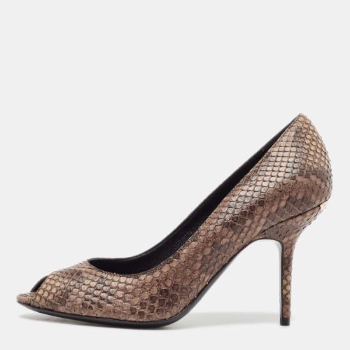 Python Leather Peep Toe Pumps Size 37.5 - Burberry - Modalova