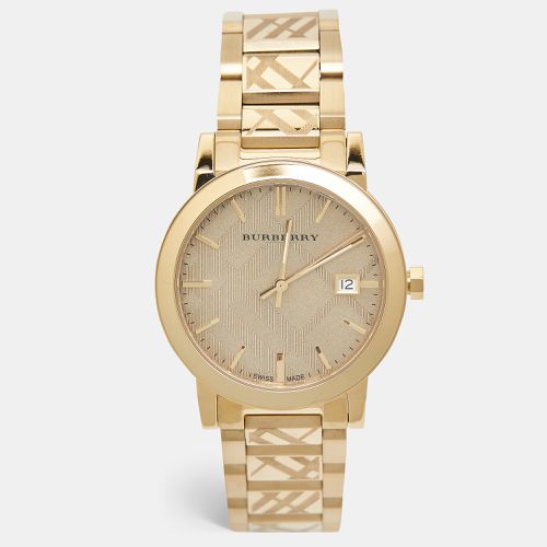 Check Stamped Plated Stainless Steel The City BU9038 Unisex Wristwatch 38 mm - Burberry - Modalova