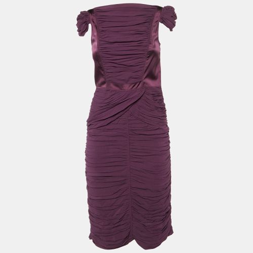 Vintage Silk Crepe Ruched Midi Dress S - Burberry Prorsum - Modalova