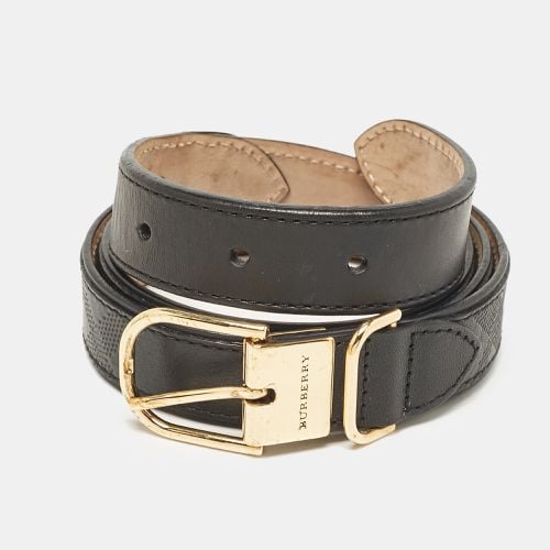 Check Embossed Leather Slim Belt 85 CM - Burberry - Modalova