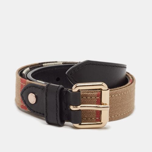 Black House Check Canvas and Leather Buckle Belt 85 CM - Burberry - Modalova