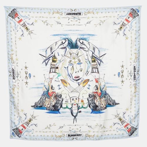 Marine Sketch Print Silk Scarf - Burberry - Modalova