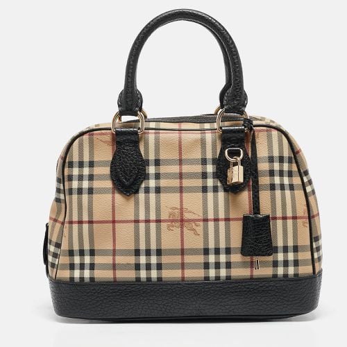 Brown Haymarket Coated Canvas and Leather Dome Satchel - Burberry - Modalova