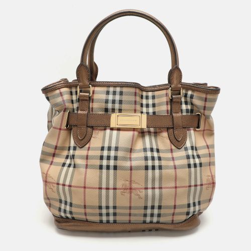 Brown Haymarket Check PVC and Leather Medium Golderton Tote - Burberry - Modalova