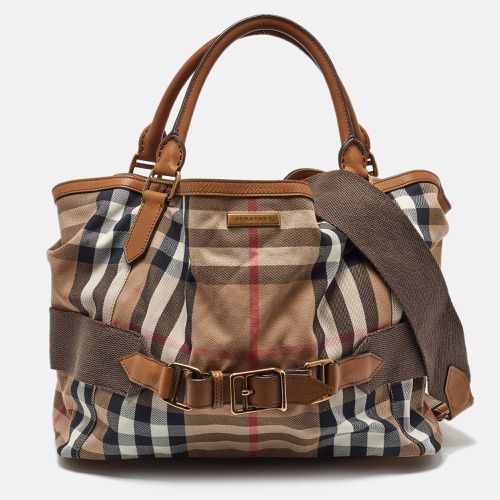 Brown House Check Canvas and Leather Aurelia Tote - Burberry - Modalova