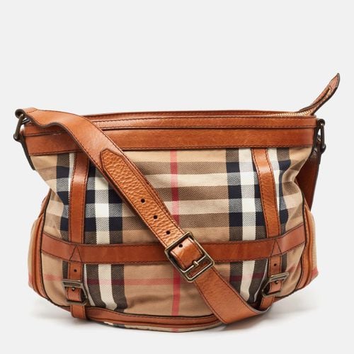 Brown House Check Canvas and Leather Pasmore Shoulder Bag - Burberry - Modalova